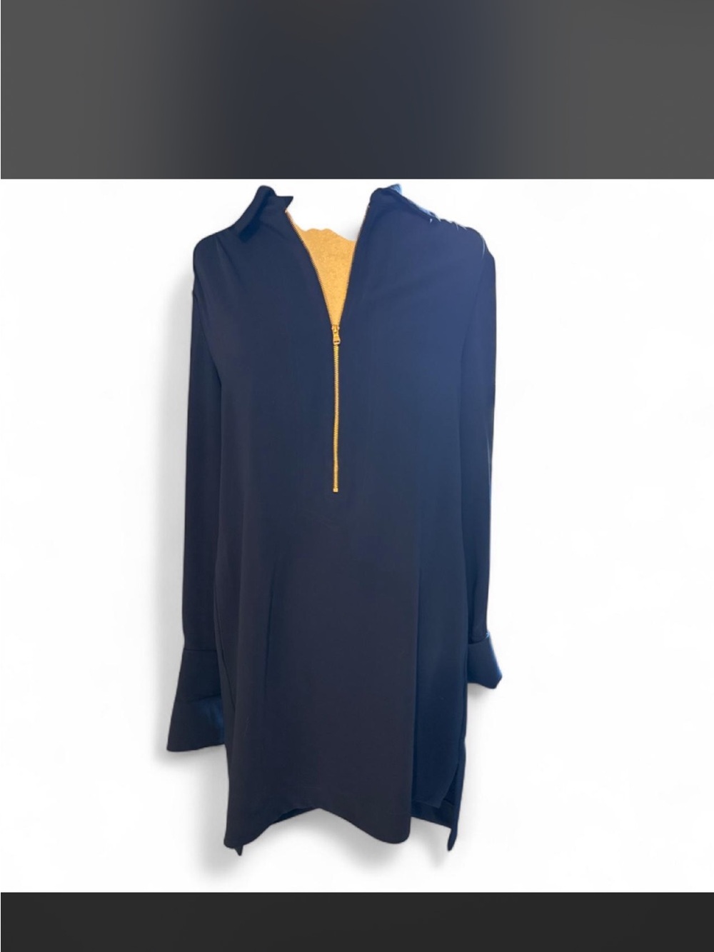 Trina Turk Navy Tunic dress with Gold accents